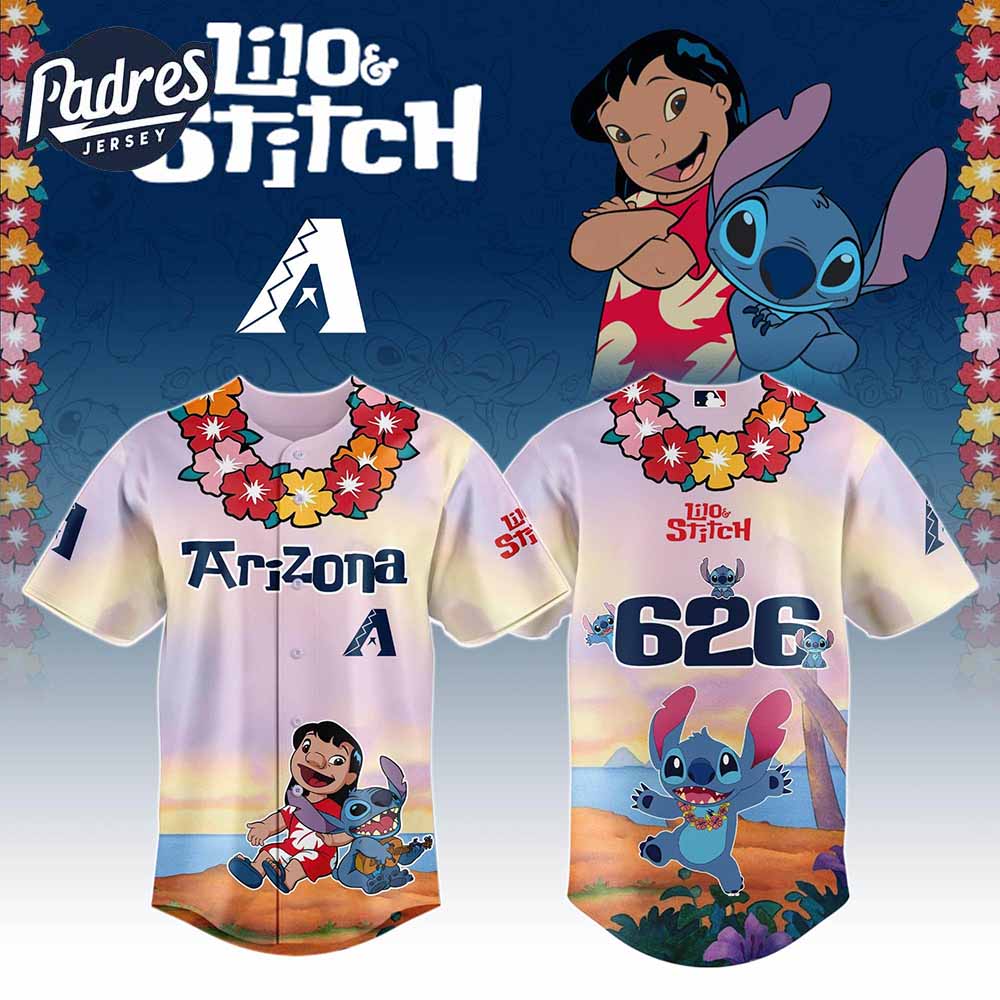 Arizona Diamondbacks MLB X Lilo Stitch Personalized Baseball Jersey - Padres Jersey Oasis: Elevate Your Baseball Style Game