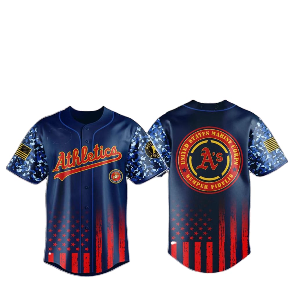Athletics Marine Corps Military Appreciation Baseball Jersey 2025 - Grishko.com
