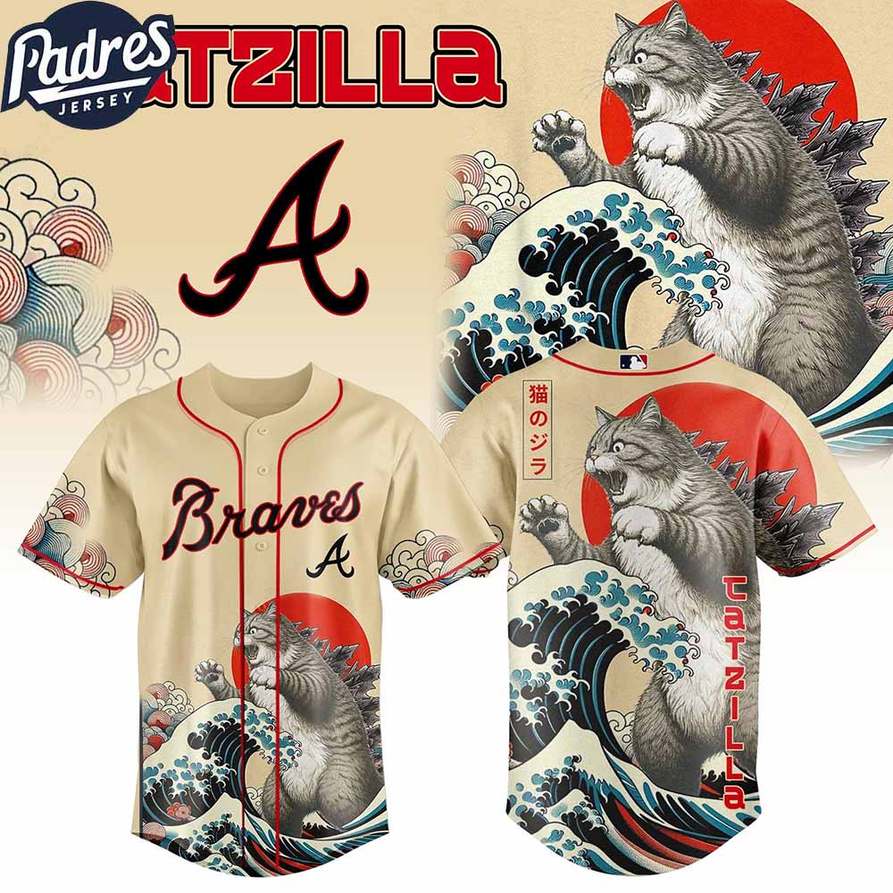 Atlanta Braves MLB X Catzilla Personalized Baseball Jersey - Padres Jersey Oasis: Elevate Your Baseball Style Game