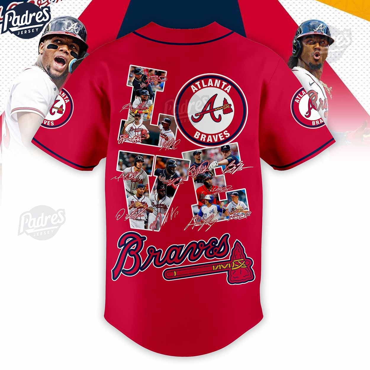 Atlanta Braves Personalized Red Baseball Jersey - Padres Jersey Oasis: Elevate Your Baseball Style Game