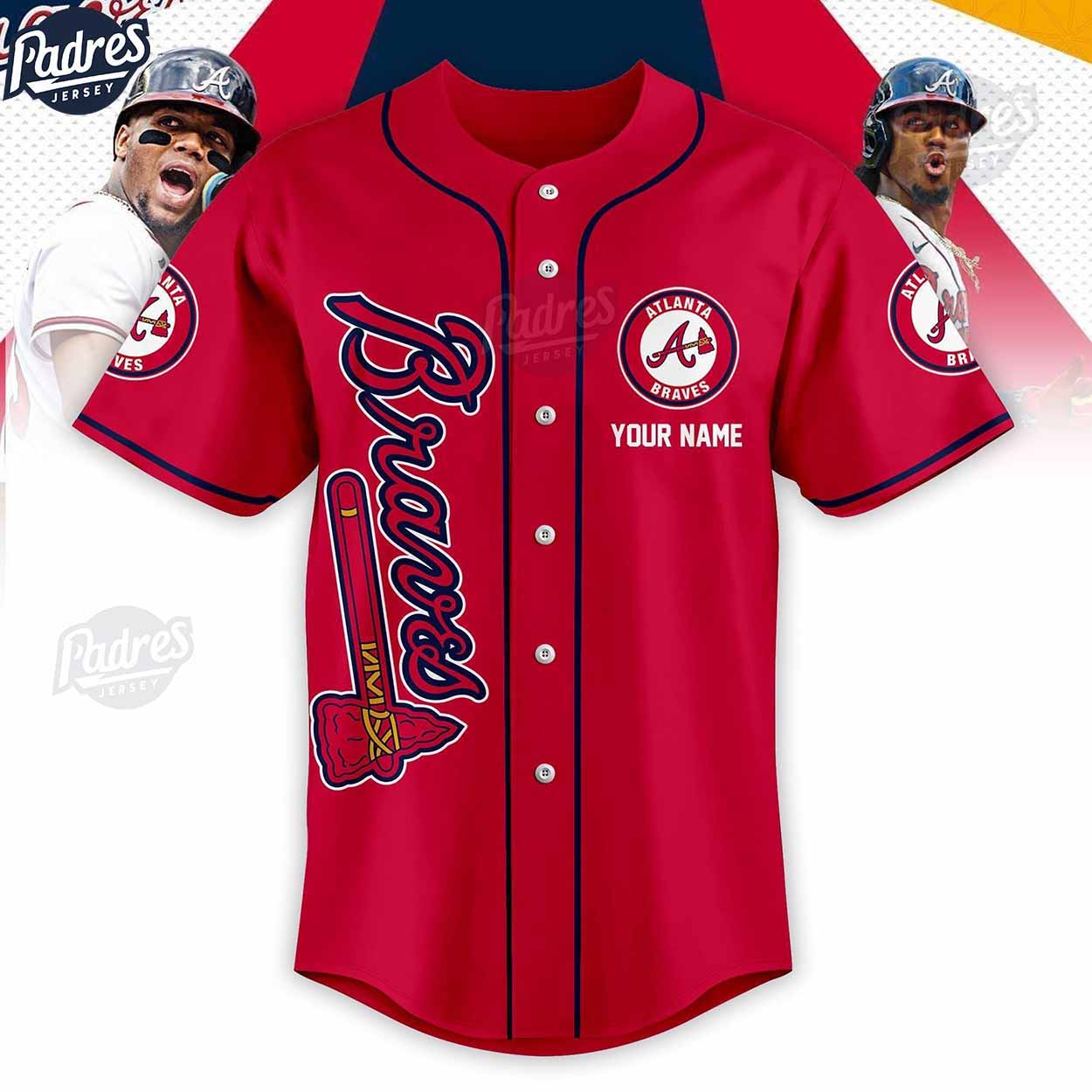 Atlanta Braves Personalized Red Baseball Jersey - Padres Jersey Oasis: Elevate Your Baseball Style Game