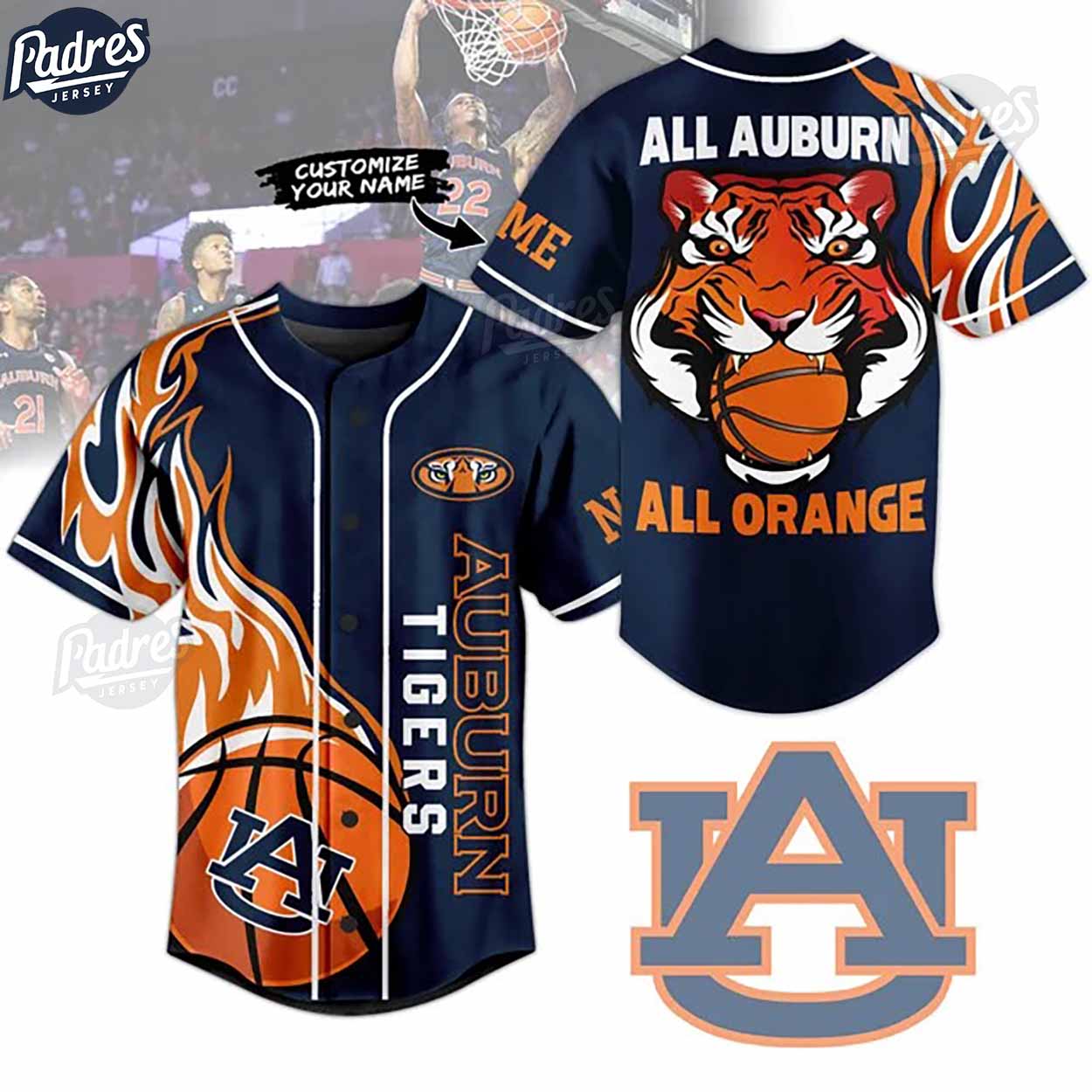 Auburn Tigers Basketball All Orange Custom Baseball Jersey - Padres Jersey Oasis: Elevate Your Baseball Style Game