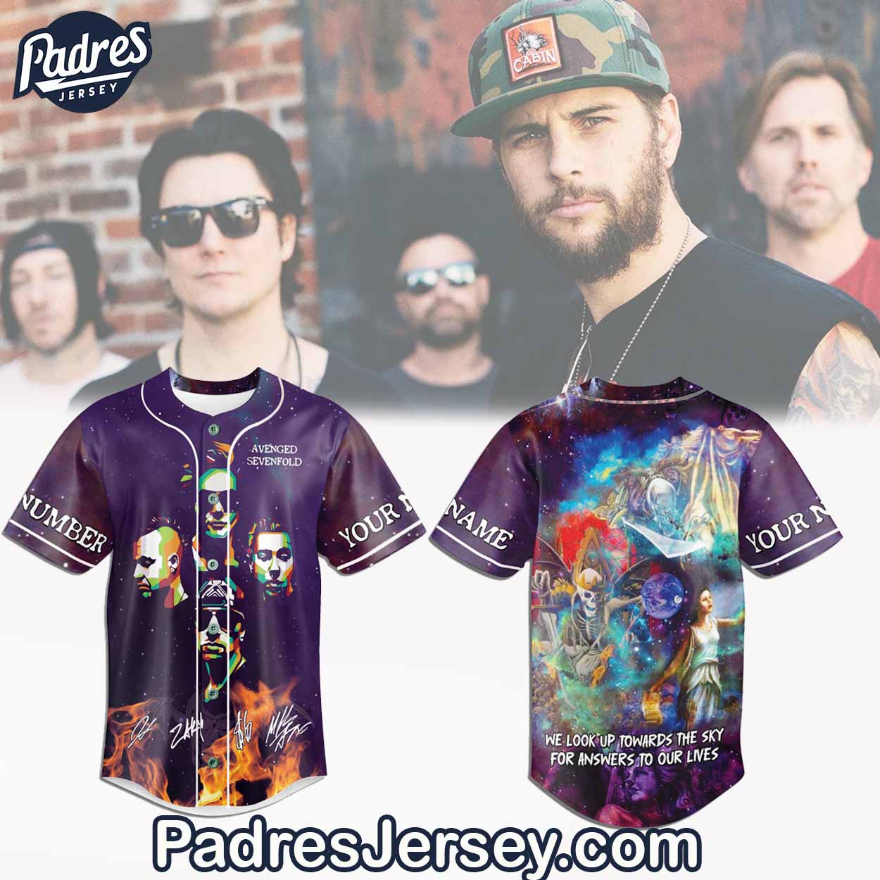 Avenged Sevenfold Band Baseball Jersey Outfit - Custom Name - Padres Jersey Oasis: Elevate Your Baseball Style Game