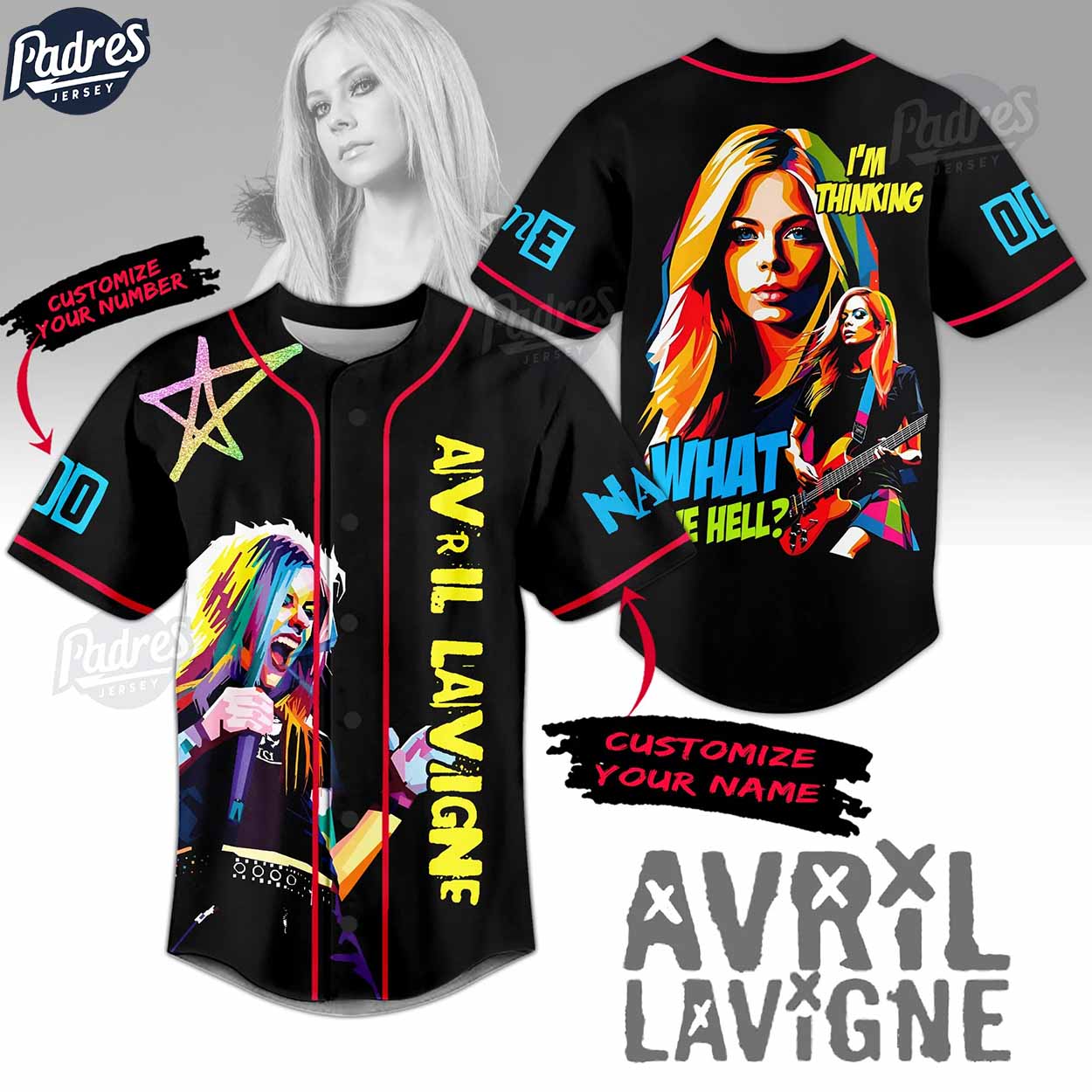 Avril Lavigne What The Hell Custom Baseball Jersey - Padres Jersey Oasis: Elevate Your Baseball Style Game