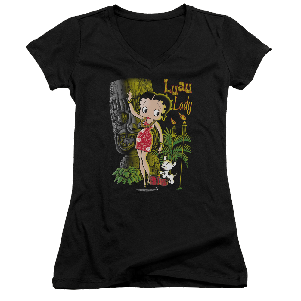 Betty Boop Luau Lady - Juniors V-Neck T-Shirt
