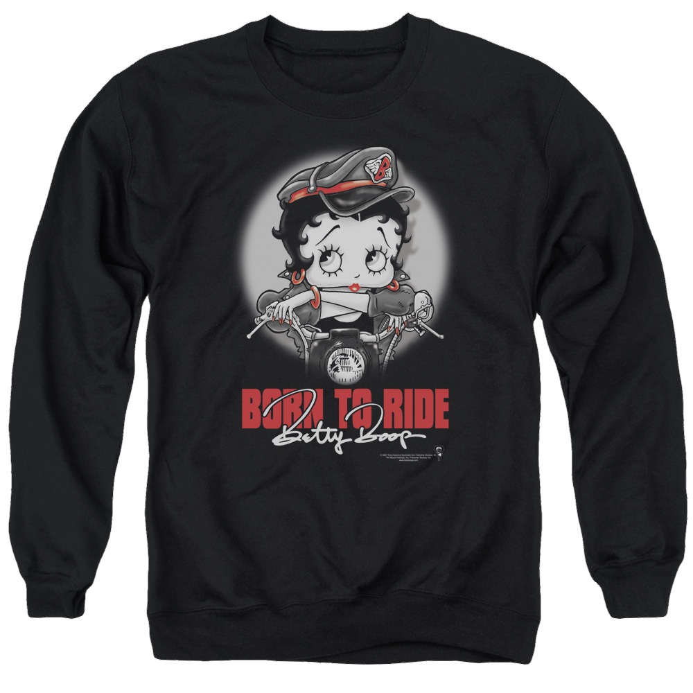 Betty Boop Born To Ride - Men's Crewneck Sweatshirt