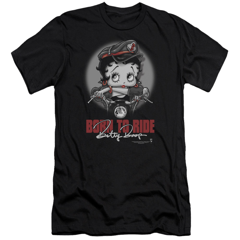Betty Boop Born To Ride - Men's Premium Slim Fit T-Shirt