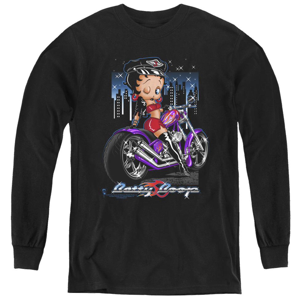 Betty Boop City Chopper - Youth Long Sleeve T-Shirt