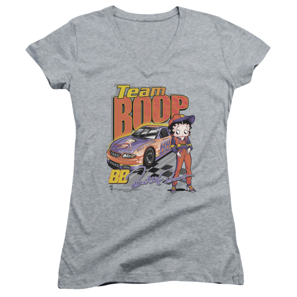Betty Boop Team Boop - Juniors V-Neck T-Shirt