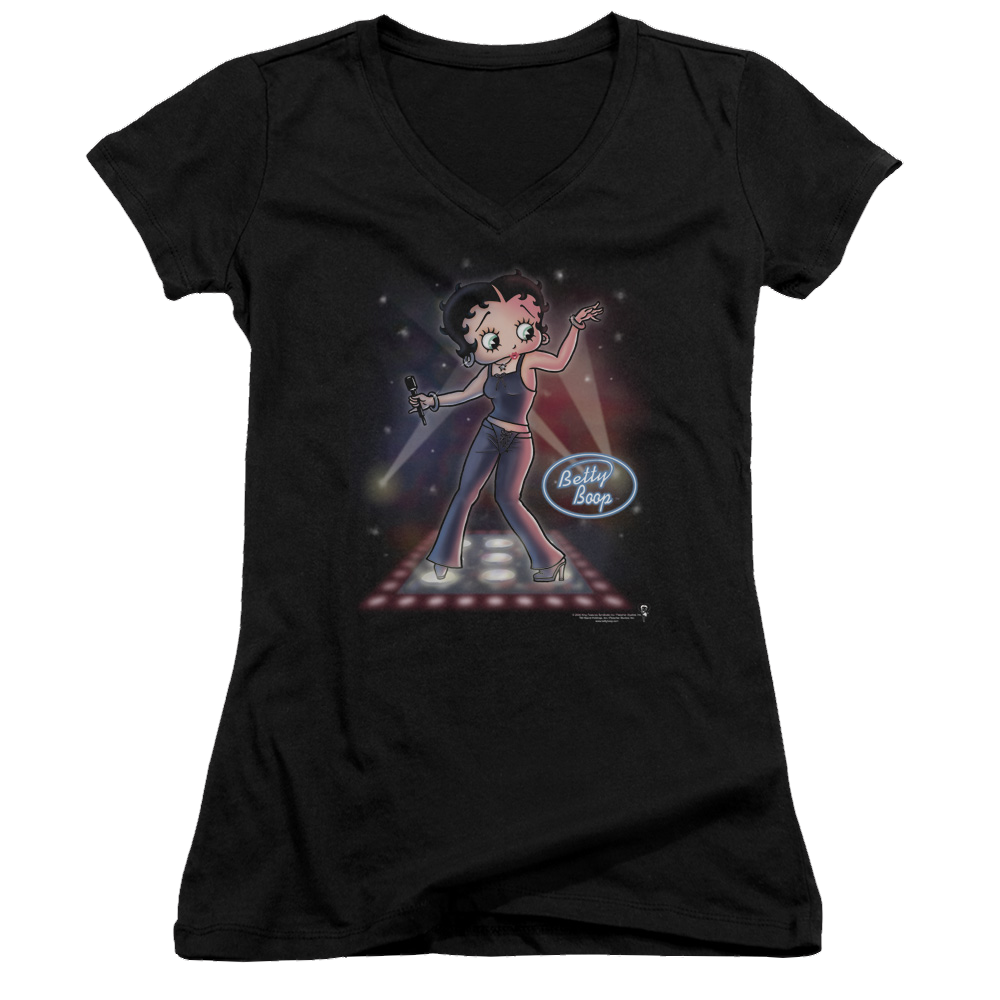 Betty Boop Pop Star - Juniors V-Neck T-Shirt