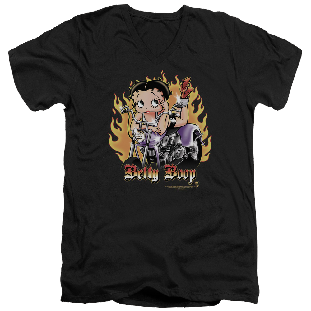 Betty Boop Biker Flames Boop - Men's V-Neck T-Shirt