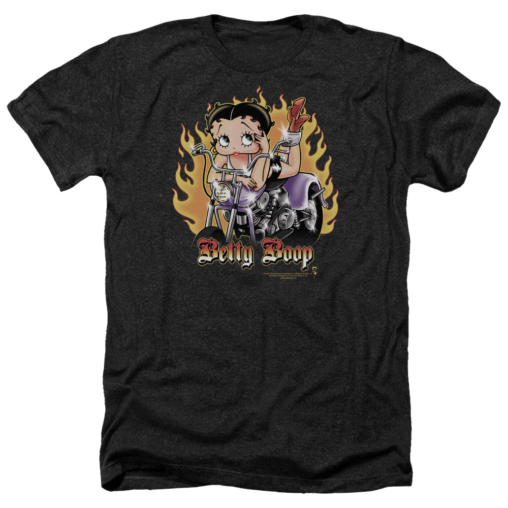 Betty Boop Biker Flames Boop - Men's Heather T-Shirt