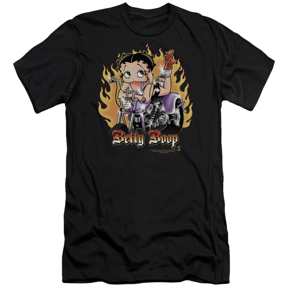 Betty Boop Biker Flames Boop - Men's Premium Slim Fit T-Shirt