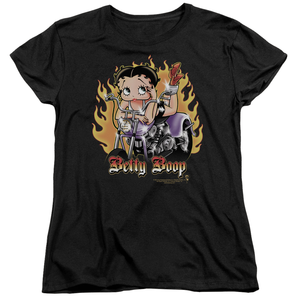 Betty Boop Biker Flames Boop - Women's T-Shirt
