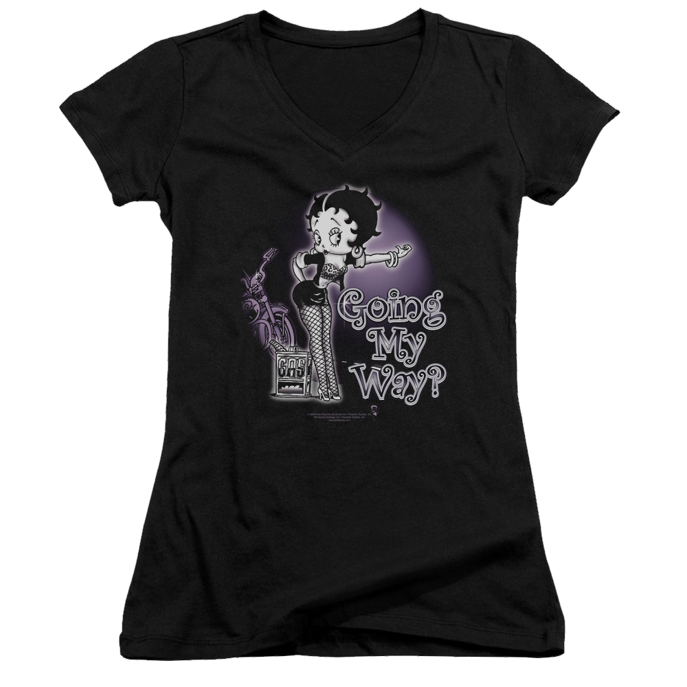 Betty Boop My Way - Juniors V-Neck T-Shirt