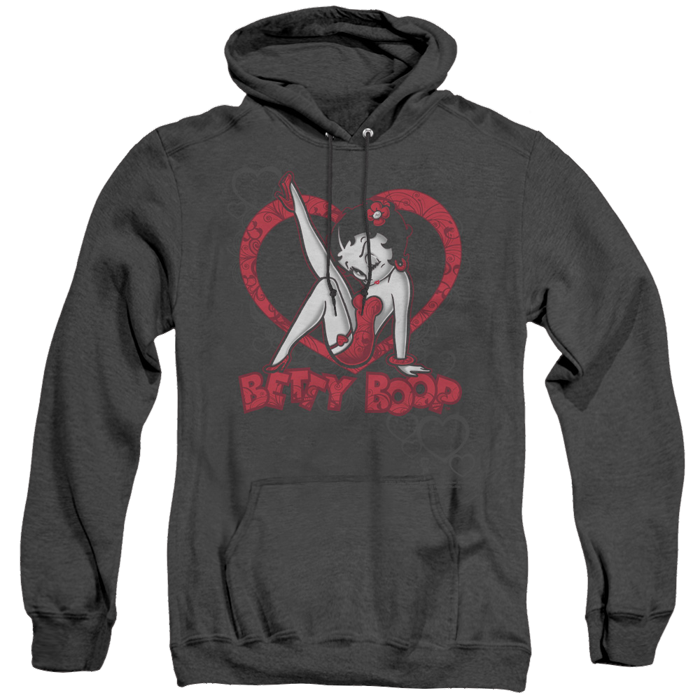 Betty Boop Scrolling Hearts - Heather Pullover Hoodie