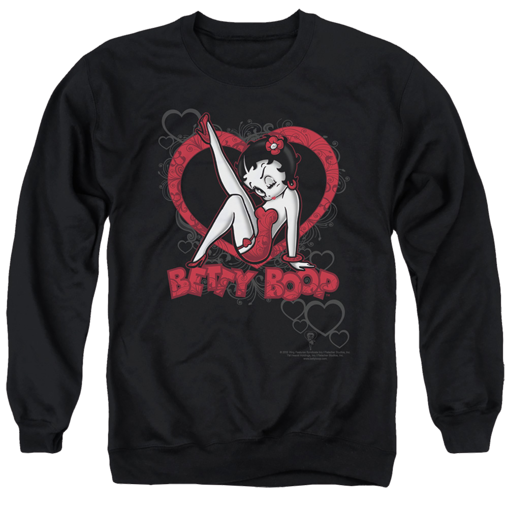 Betty Boop Scrolling Hearts - Men's Crewneck Sweatshirt