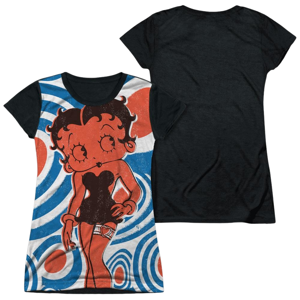 Betty Boop Mod Rings - Juniors Black Back T-Shirt
