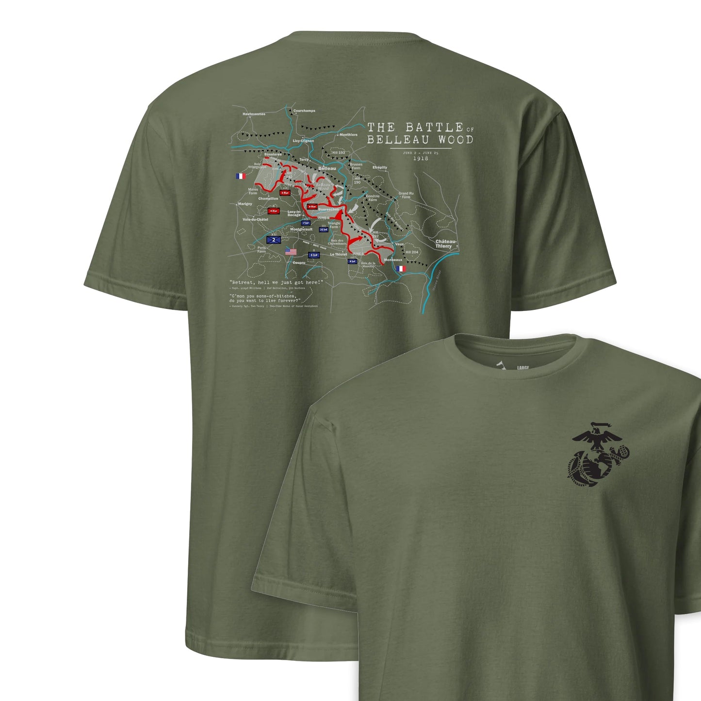 Belleau Wood Battle Map Map T-Shirt