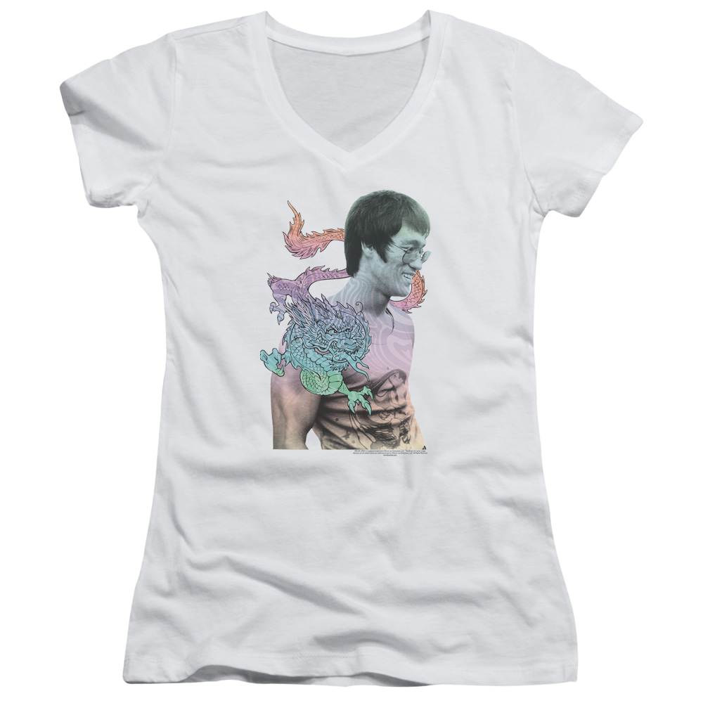 Bruce Lee A Little Bruce - Juniors V-Neck T-Shirt