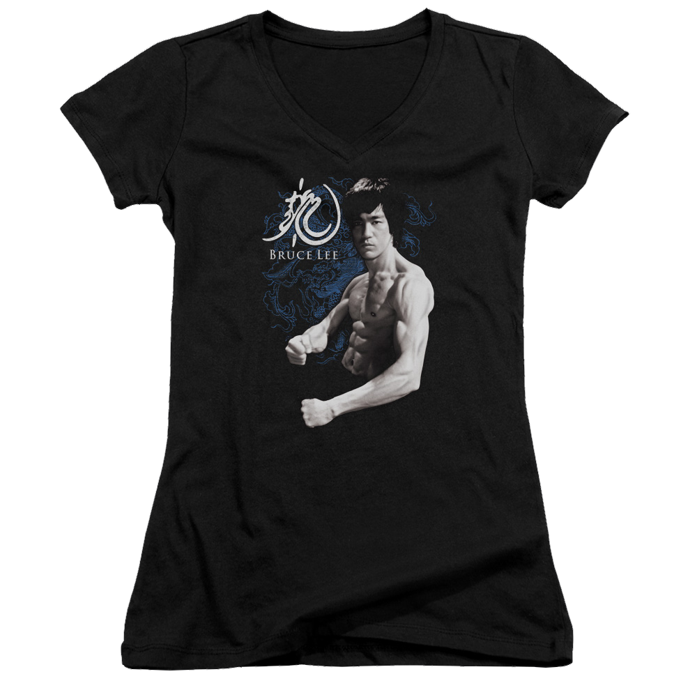 Bruce Lee Dragon Stance - Juniors V-Neck T-Shirt