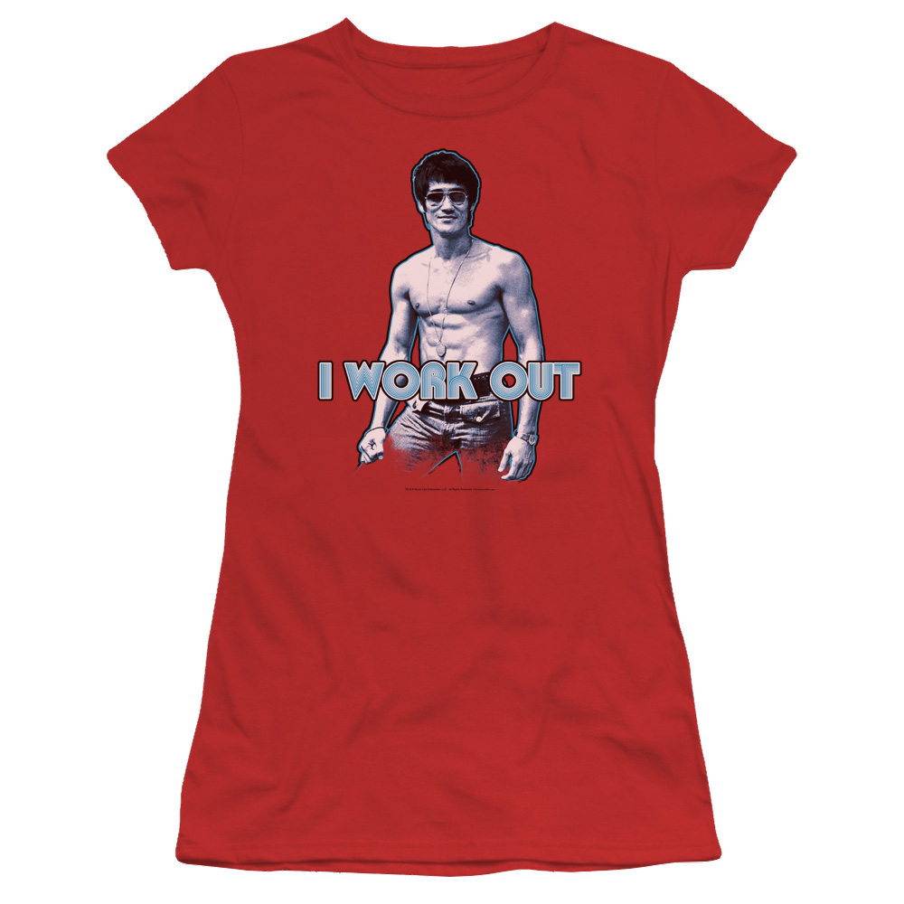 Bruce Lee Lee Works Out - Juniors T-Shirt