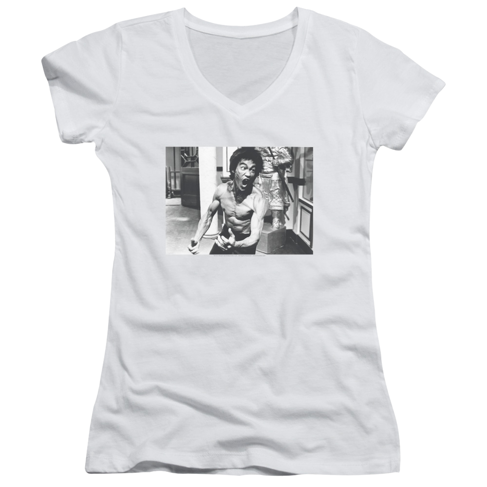Bruce Lee Full Of Fury - Juniors V-Neck T-Shirt