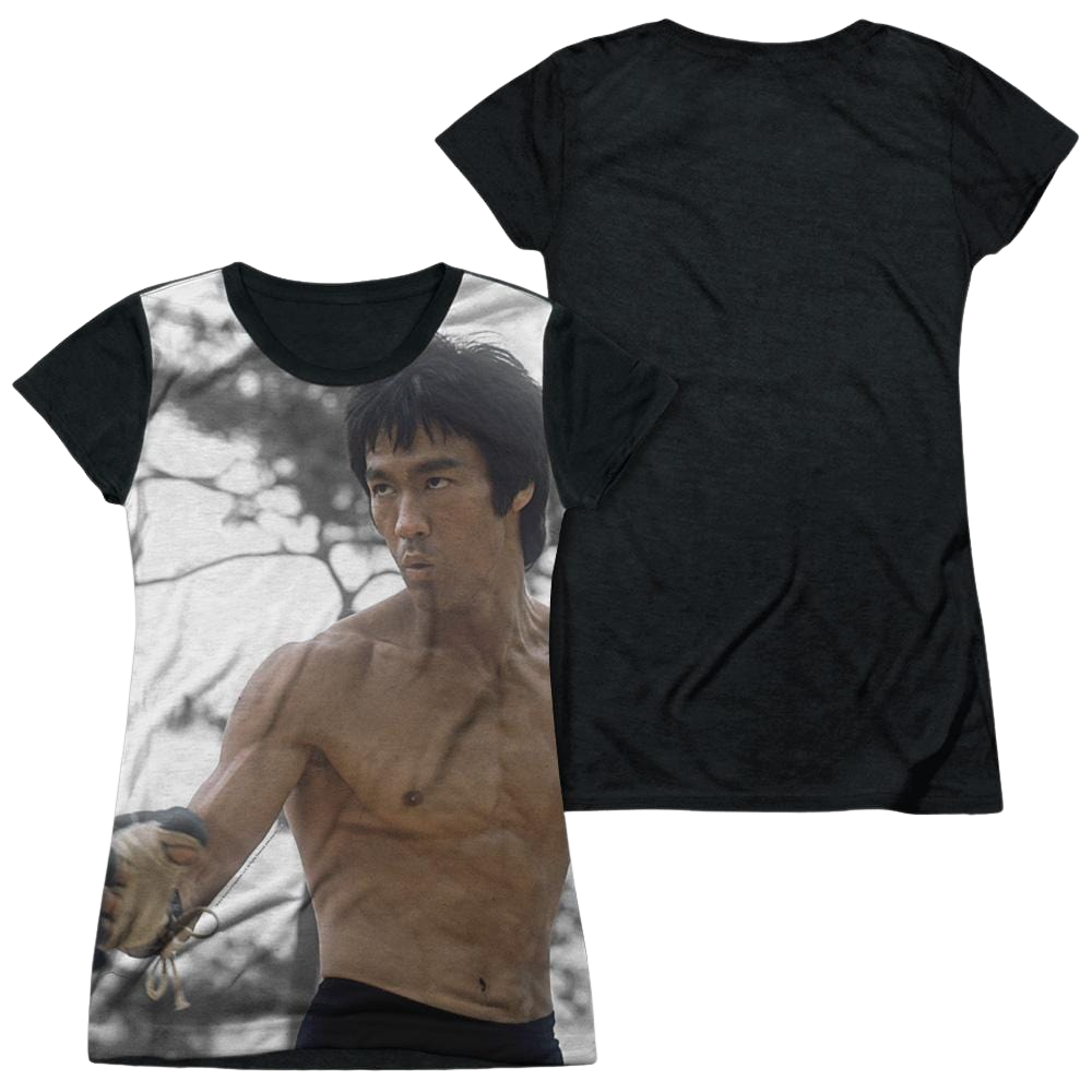 Bruce Lee Battle Ready - Juniors Black Back T-Shirt