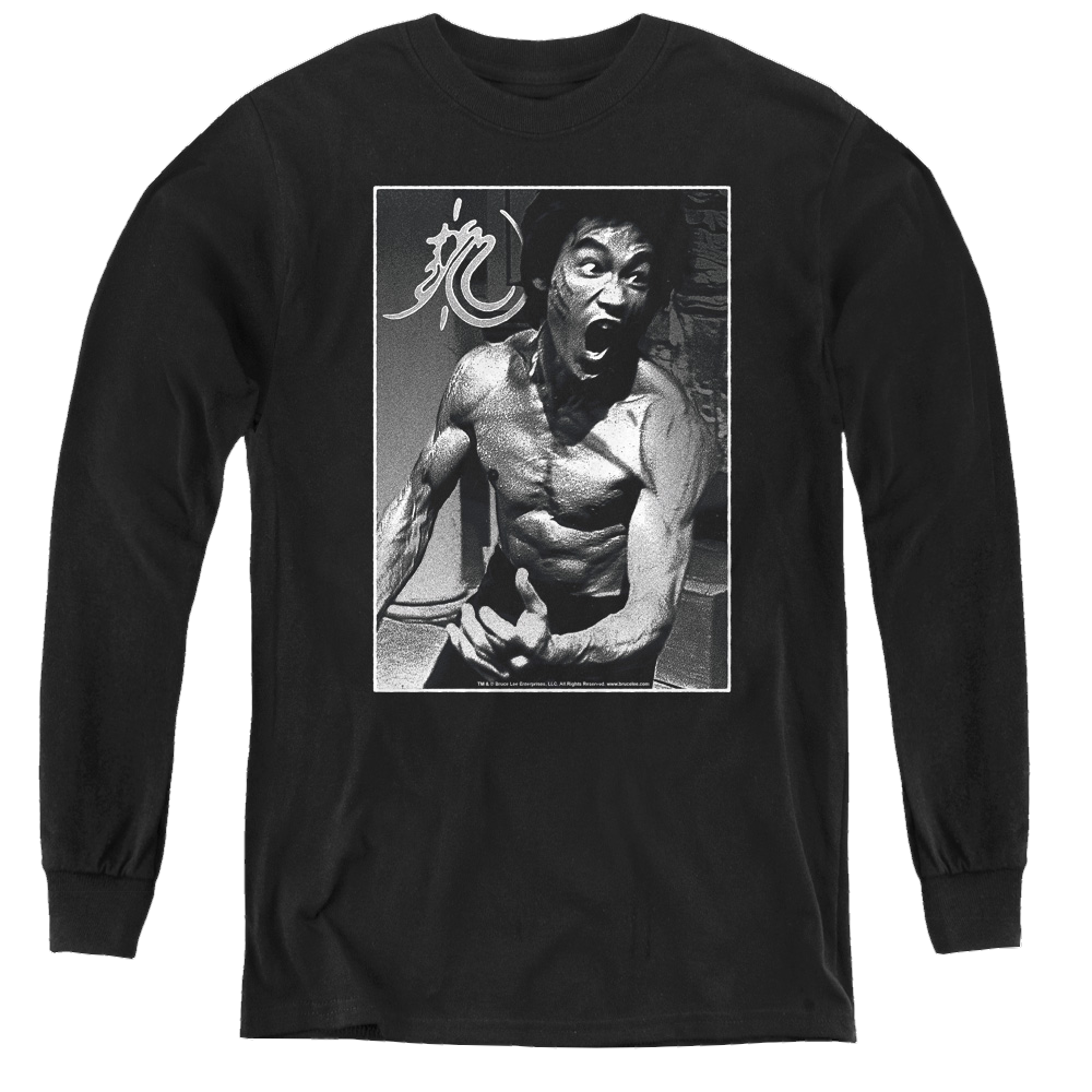 Bruce Lee Focused Rage - Youth Long Sleeve T-Shirt
