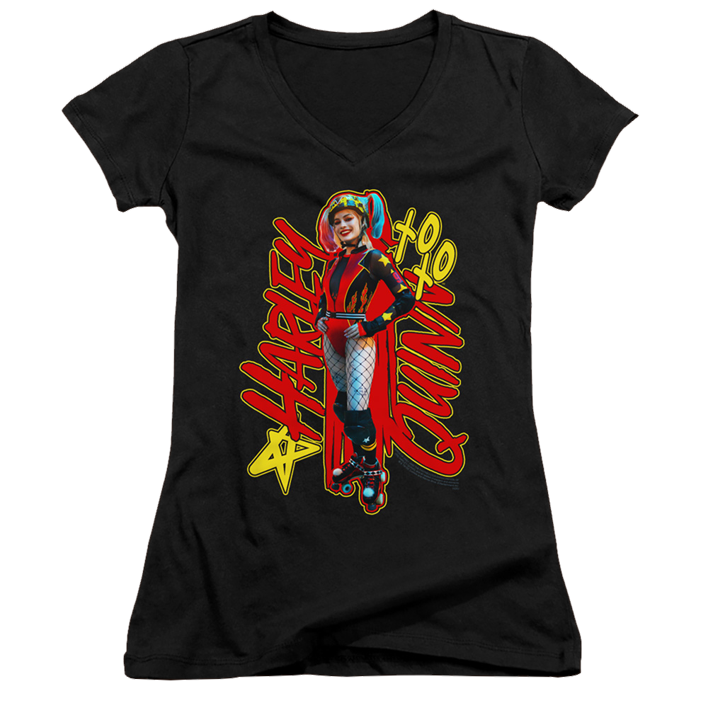 Birds of Prey Harleymania - Juniors V-Neck T-Shirt