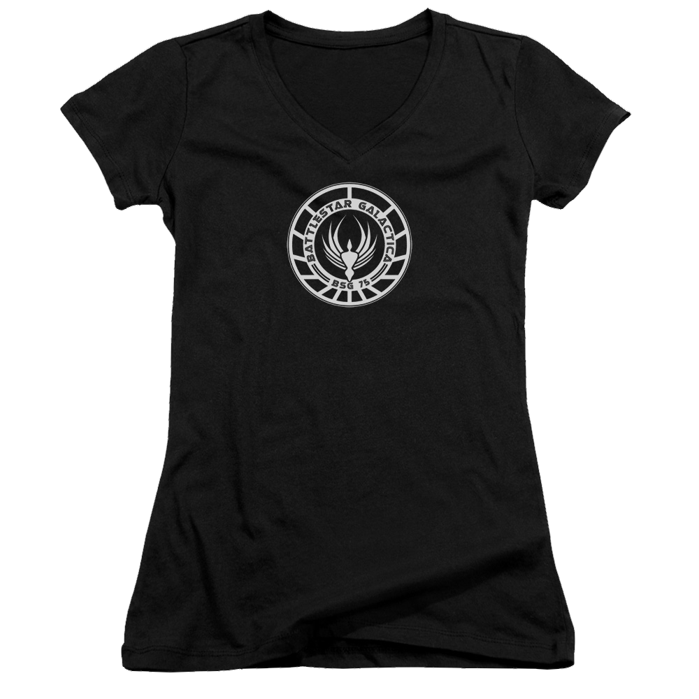 Battlestar Galactica Galactica Badge - Juniors V-Neck T-Shirt