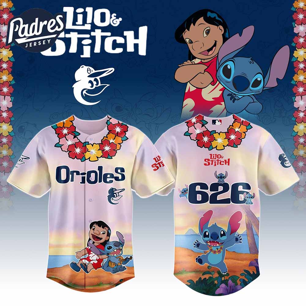 Baltimore Orioles MLB X Lilo Stitch Personalized Baseball Jersey - Padres Jersey Oasis: Elevate Your Baseball Style Game