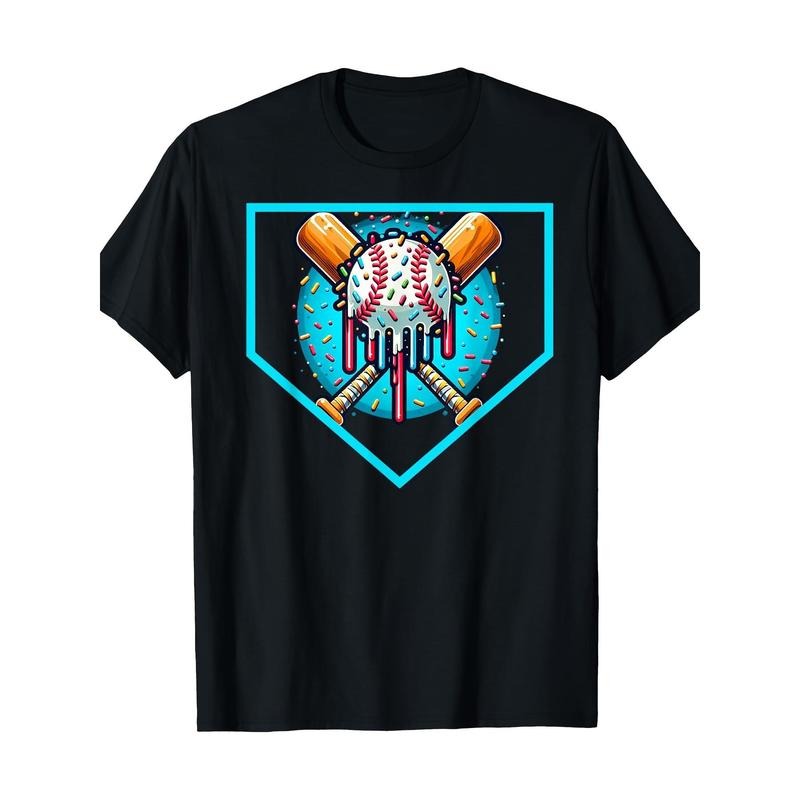 Baseball Home Plate Drip T-Shirt Ice Cream Softball and Baseball T-Shirt, Men's T-Shirt made in usastyle{n002}2