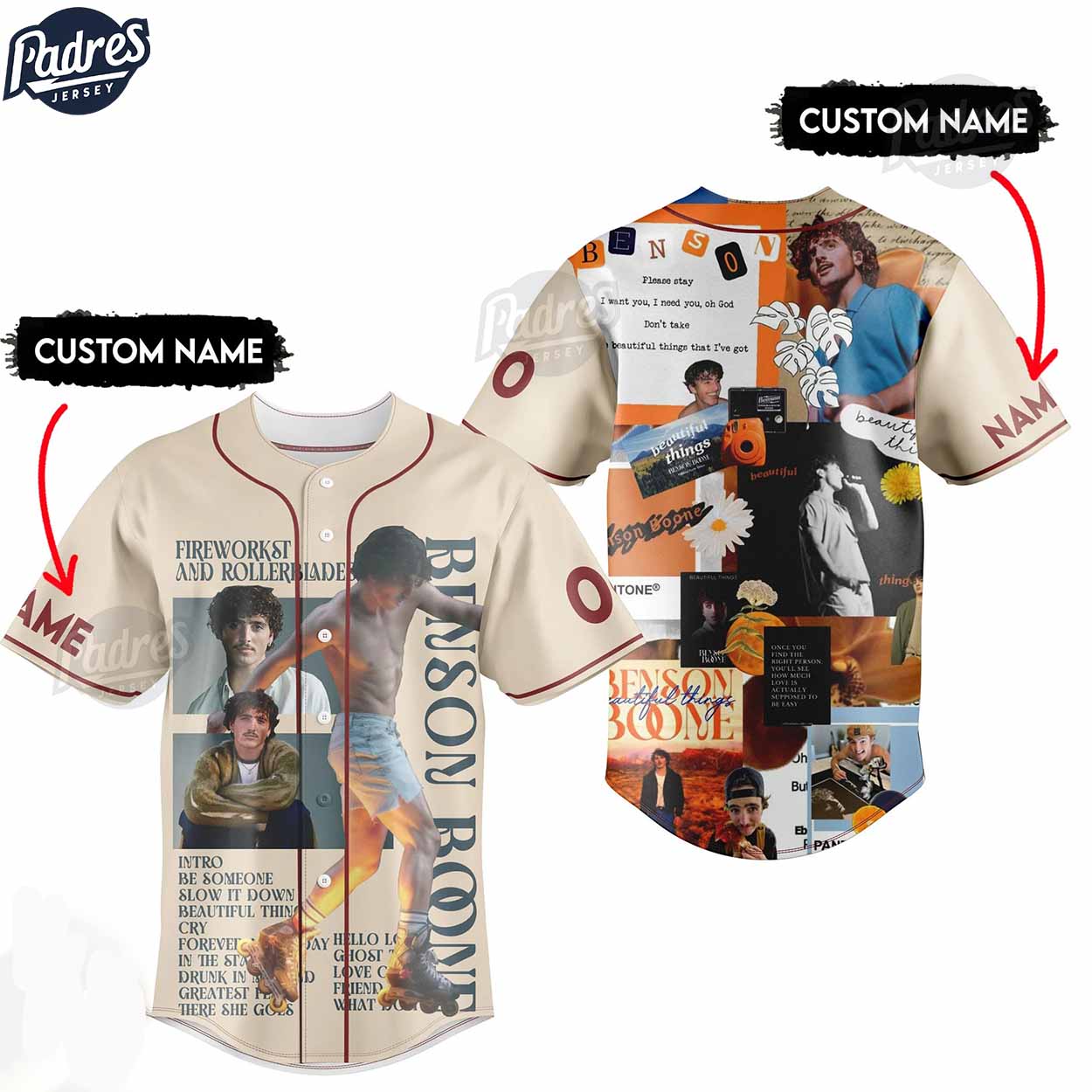Benson Boone Custom Baseball Jersey Style - Padres Jersey Oasis: Elevate Your Baseball Style Game