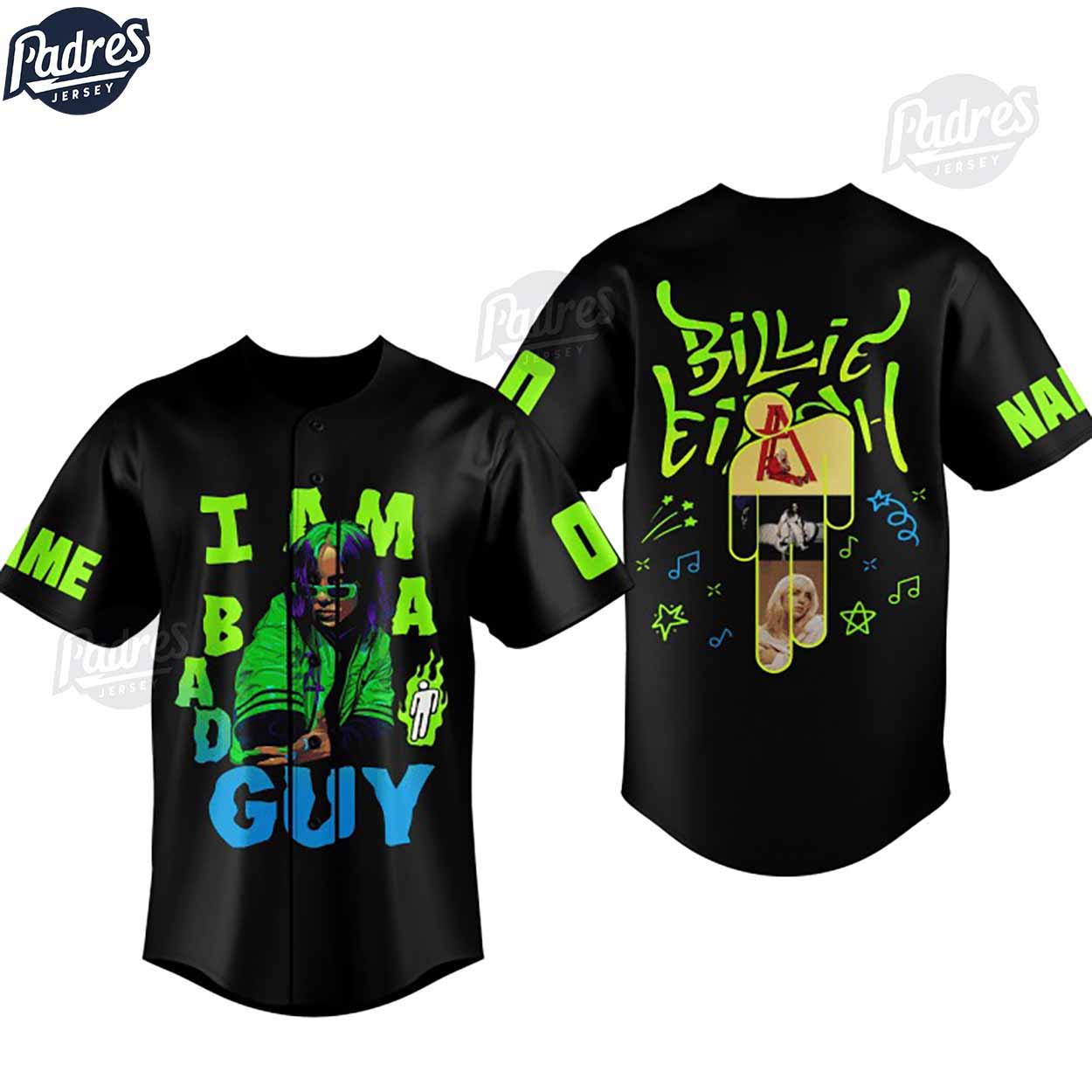 Billie Eilish Bad Guy Custom Baseball Jersey Style - Padres Jersey Oasis: Elevate Your Baseball Style Game