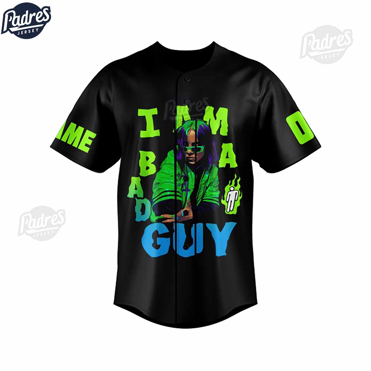 Billie Eilish Bad Guy Custom Baseball Jersey Style - Padres Jersey Oasis: Elevate Your Baseball Style Game