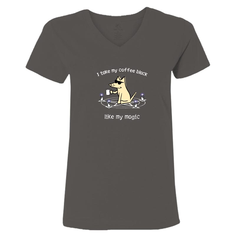 I Take My Coffee Black - Ladies T-Shirt V-Neck