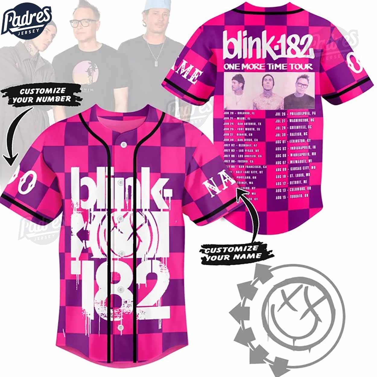 Blink-182 One More Time Pink Baseball Jersey Style - Padres Jersey Oasis: Elevate Your Baseball Style Game