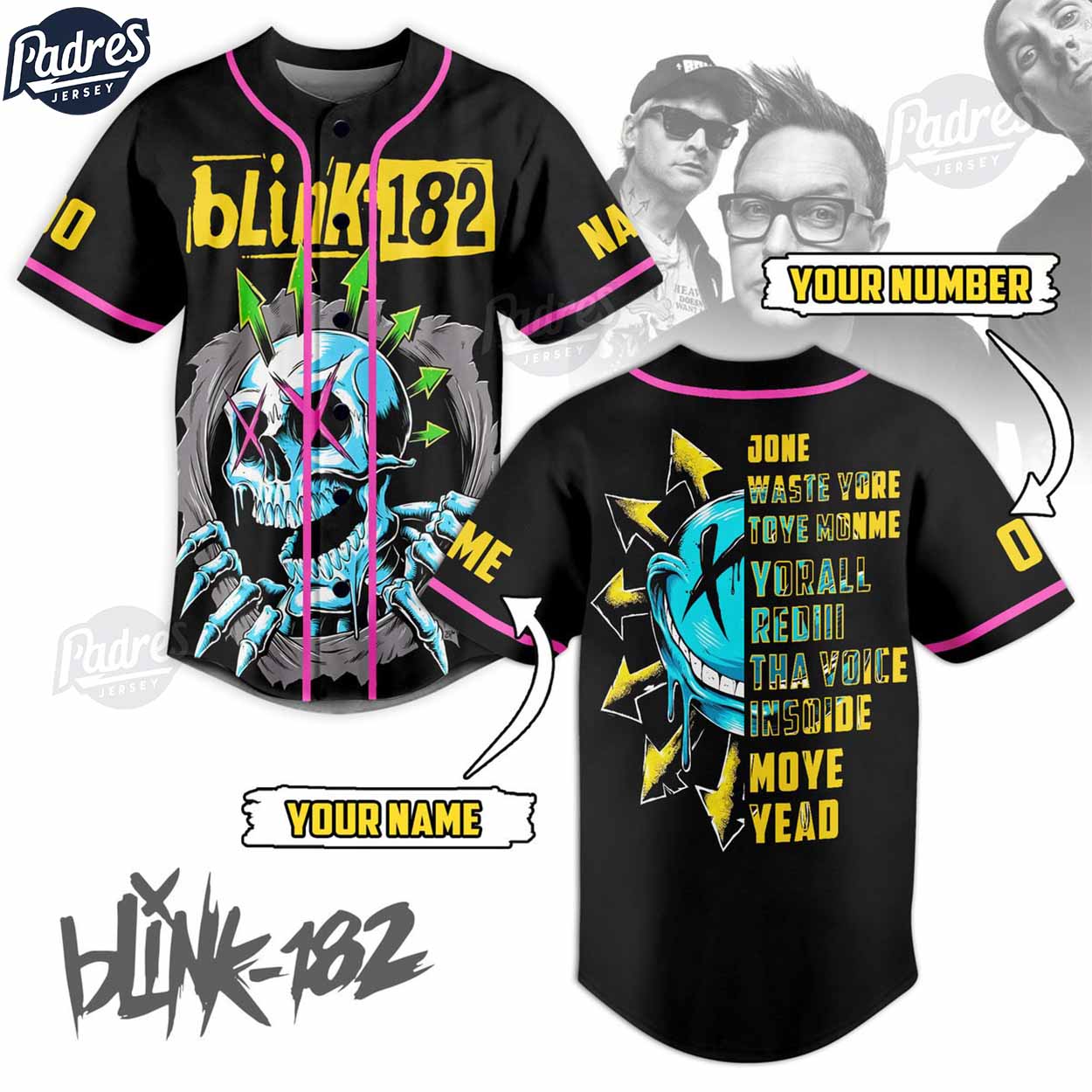 Blink-182 Yorall Redii The Voice Custom Baseball Jersey - Padres Jersey Oasis: Elevate Your Baseball Style Game