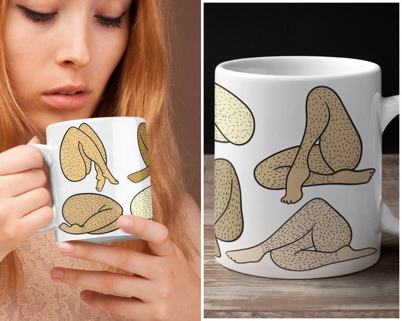 Body Hair Positive Coffee Mug, Hairy Legs, 11Oz & 15Oz, Graphic Tees, Funny Coffee Mug Gift
