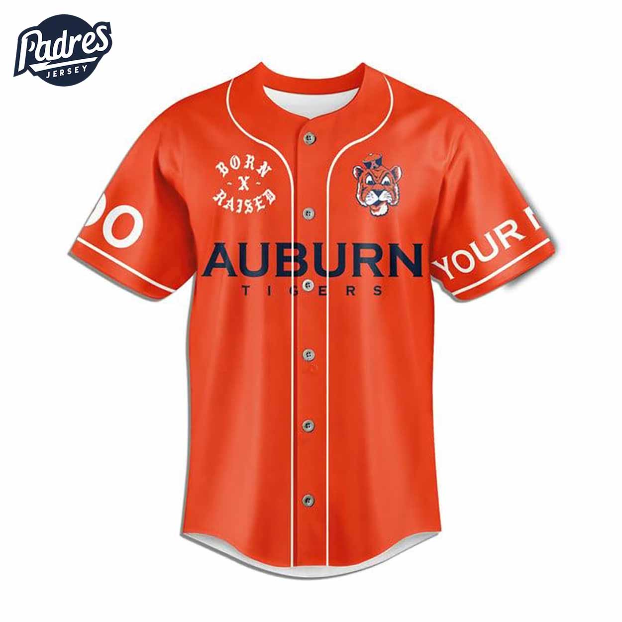 Born And Raised Auburn Tigers Football Custom Baseball Jersey - Padres Jersey Oasis: Elevate Your Baseball Style Game
