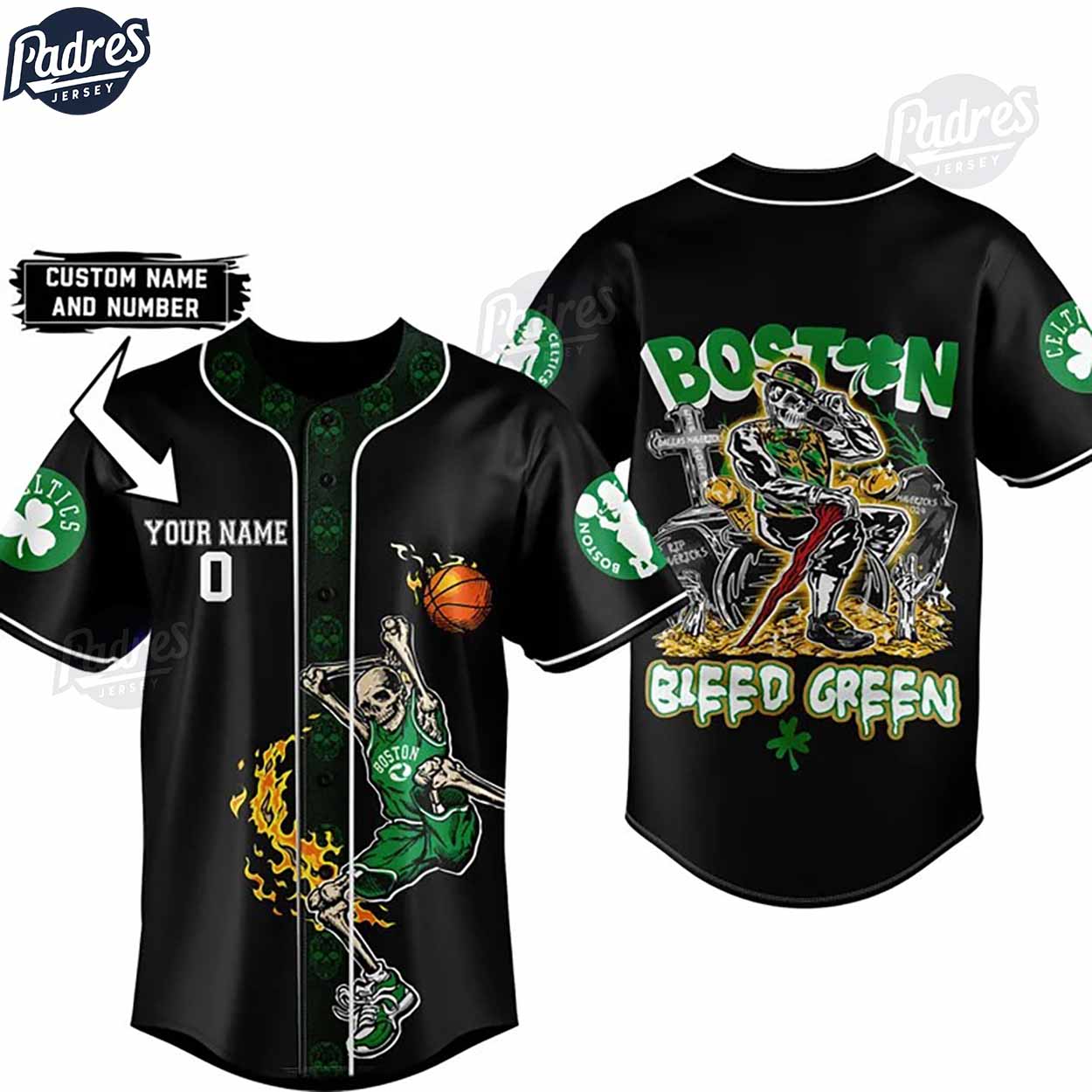 Boston Celtics Bleed Green Custom Baseball Jersey Style - Padres Jersey Oasis: Elevate Your Baseball Style Game