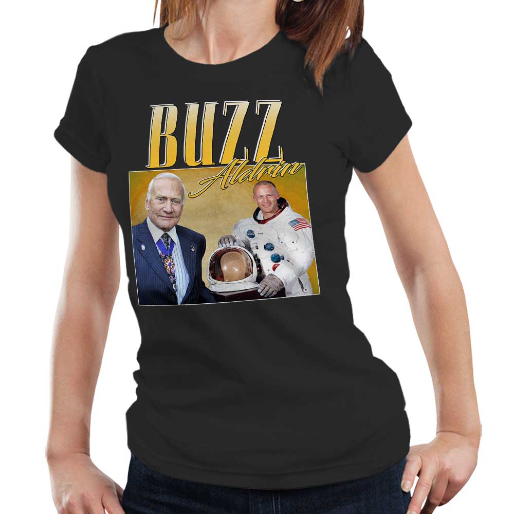 Buzz Aldrin Appreciation Tshirt Fitted Ladies Style001