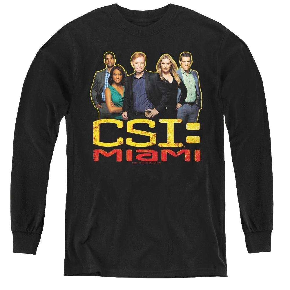 Csi Miami The Cast In Black - Youth Long Sleeve T-Shirt