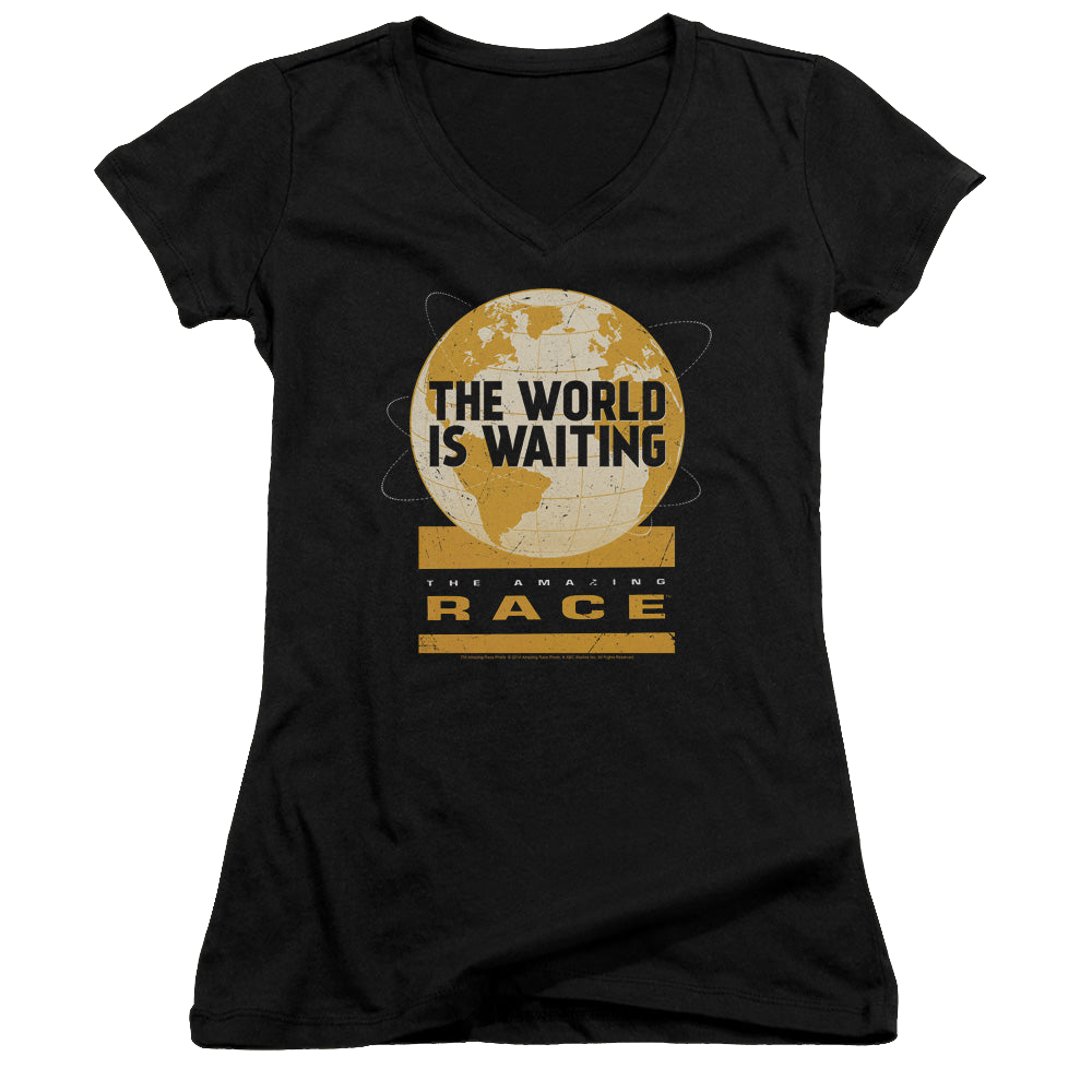 Amazing Race, The Waiting World - Juniors V-Neck T-Shirt