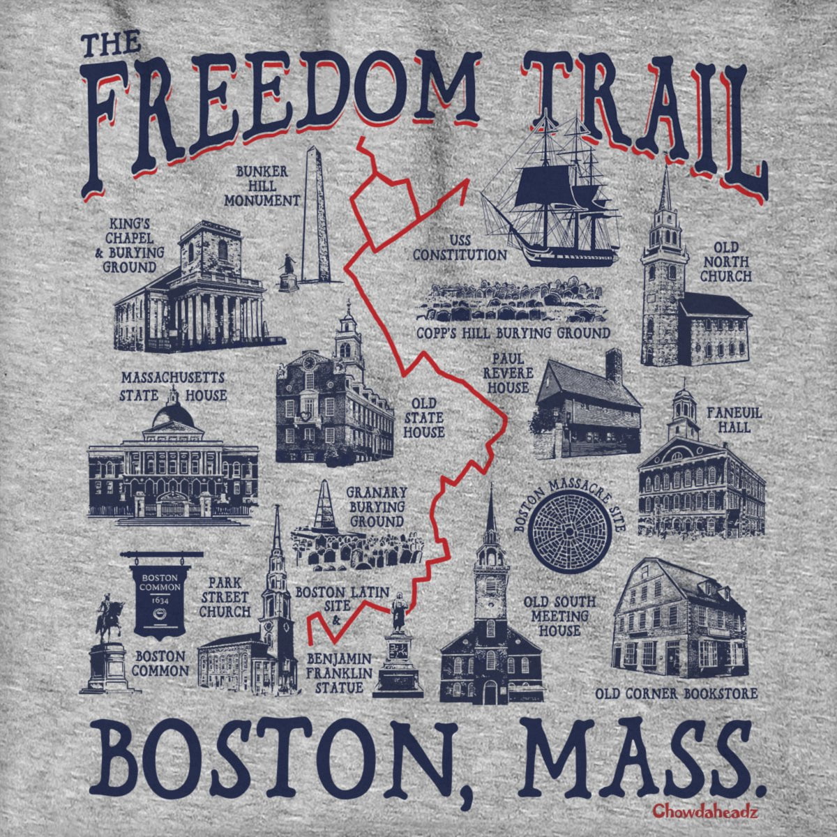 Boston Freedom Trail Sites Hoodie