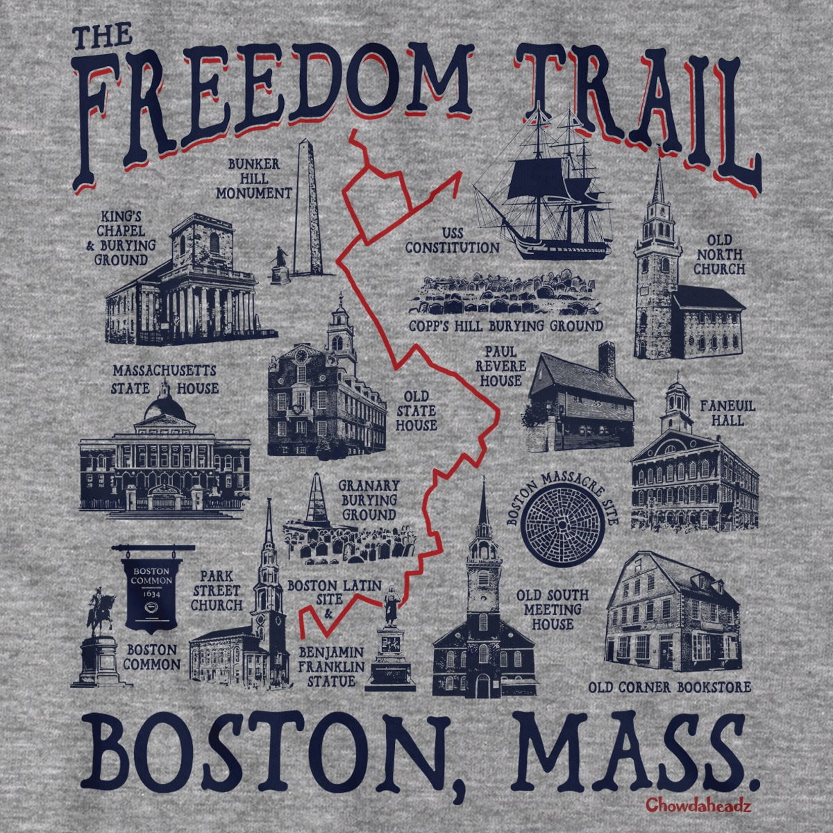 Boston Freedom Trail Sites T-Shirt