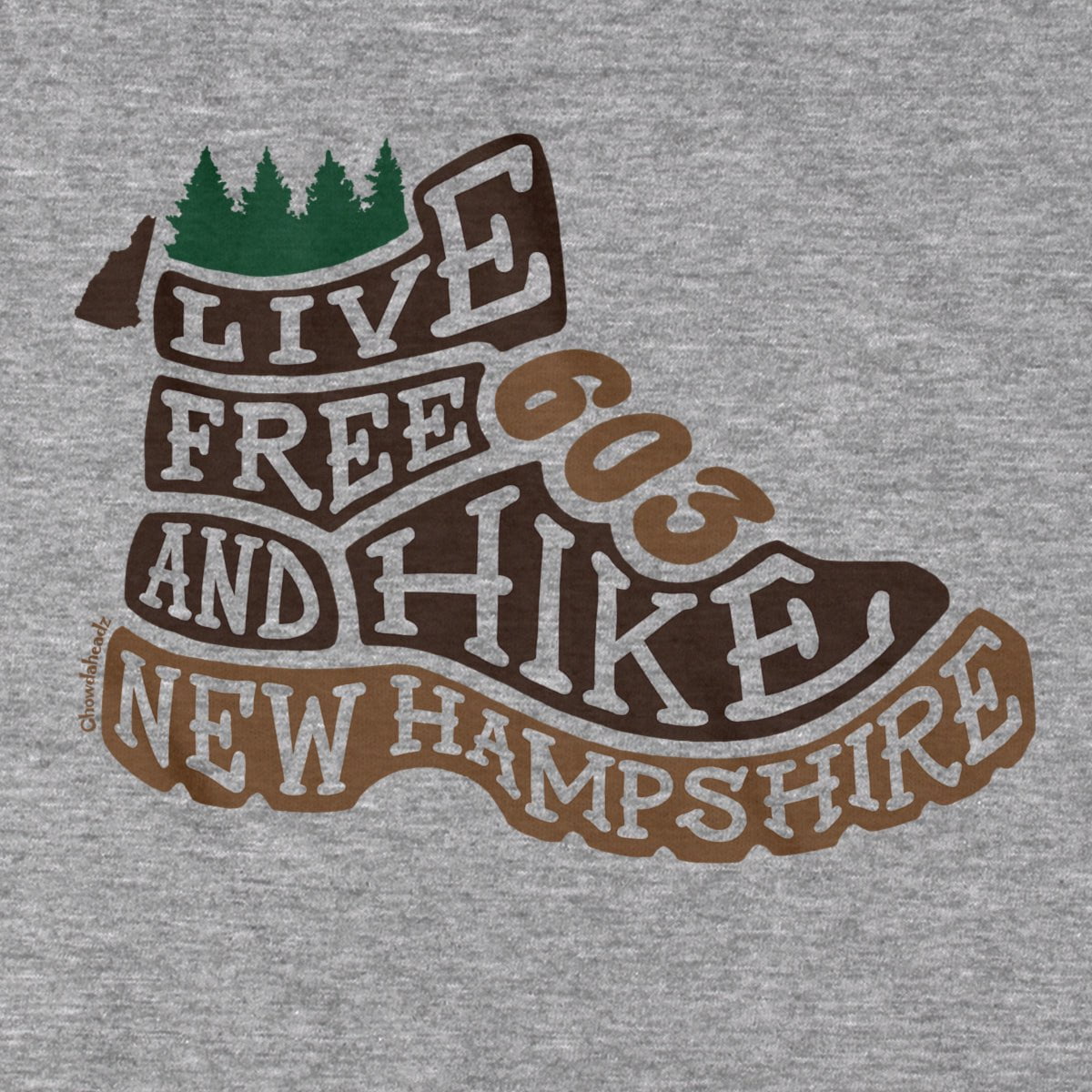 Live Free New Hampshire Hiking Boot T-Shirt