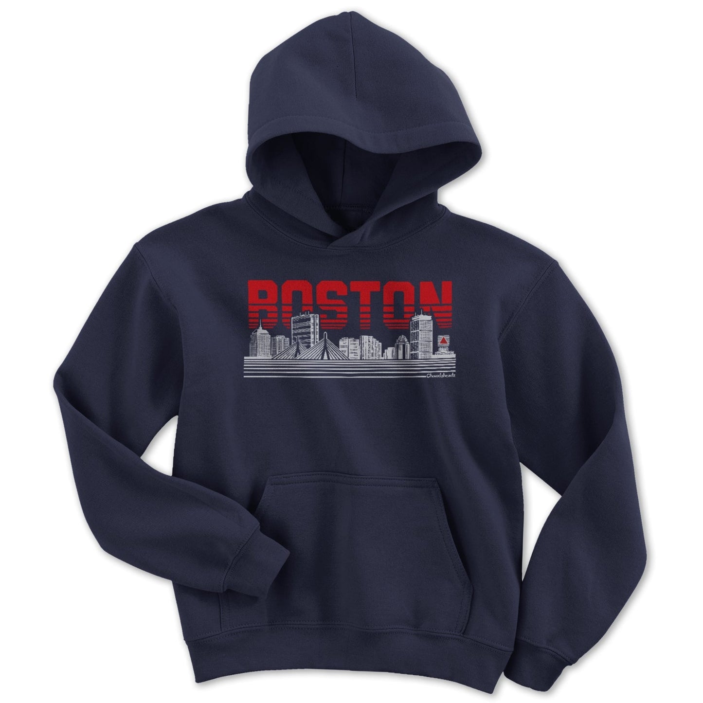 Boston Lined Cityscape Navy Youth Hoodie
