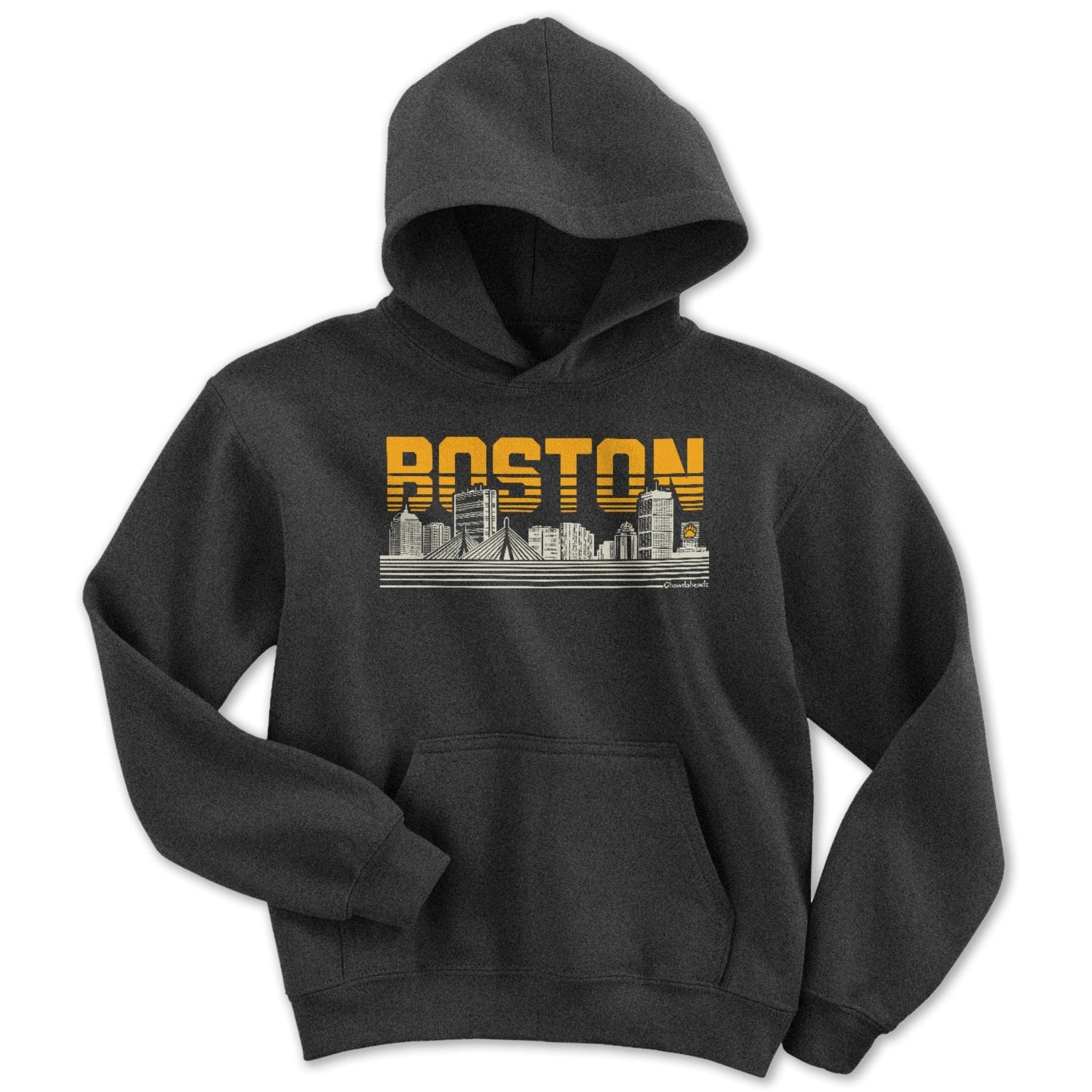 Boston Lined Cityscape Charcoal Youth Hoodie